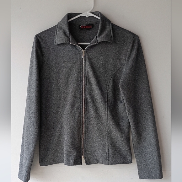 JOE BEN BASSET Jackets & Blazers - JOE BEN BASSET Gray Zip Up Collared Jacket Blazer Women's Size Medium